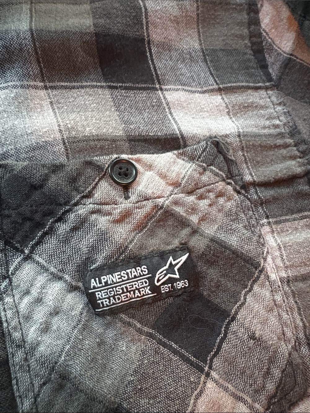 Alpinestars Black and Gray Plaid Button-Down Shirt - Picture 3 of 4